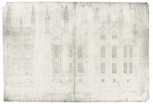 Tegning for Houses of Parliament, ca. 1836-40 (penn og blekk på papir)