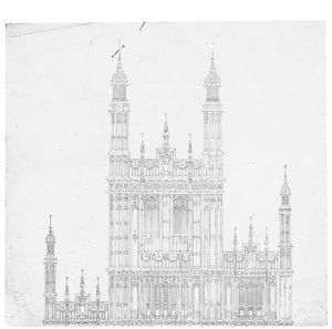 Tegning for Houses of Parliament, ca. 1836-40 (penn og blekk på papir)