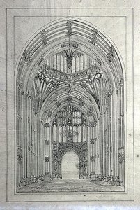 Inngang til House of Lords, fra en mappe med tegninger fra New Palace of Westminster (penn og blekk på papir)