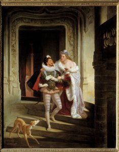 Markisen av Noirmoutiers, Charlotte de Beaune Semblancay (1551-1617) som forsøkte å detournere Henry I av Lorraine, hertugen av Guise kalt Balafre (1550-1588) for å gå til forsamlingen i delstatene Blois før hans attentat (1588) kl. slottet til B av Charles Barthelemy Durupt