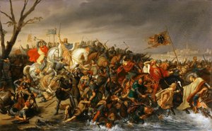 Lothair av Frankrike beseirer keiser Otto II ved bredden av Aisne, oktober 978 av Charles Barthelemy Jean Durupt