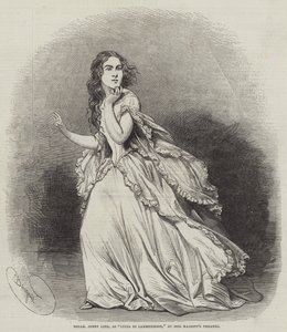 Mademoiselle Jenny Lind, som Lucia di Lammermoor, ved Her Majesty's Theatre av Charles Baugniet