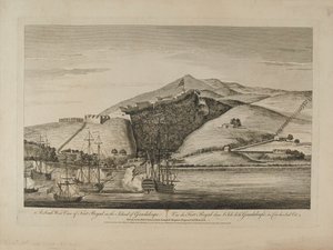 ?A South View of Fort Royal på øya Guadaloupe?, 1759 ca