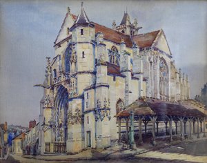 Church of Moret sur Loing, sørsiden, ca. 1906 (akvarell)
