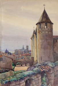 Interiør i byen Carcassonne, ca. 1904 (akvarell)
