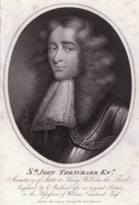 Sir John Trenchard , engelsk politiker og utenriksminister for det nordlige departementet under kong William III (gravering) av Charles Bestland