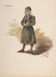Kostymedesign for Adam, 1889.