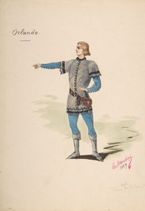 Kostymedesign for Orlando, 1889.