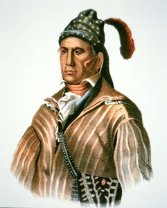 Menawa, sjef for Creek-folket, fra et maleri fra 1826 (farge litho)