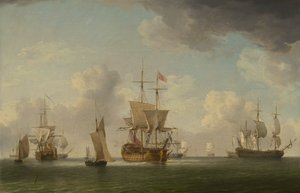 Engelske skip under seil i en veldig lett bris av Charles Brooking