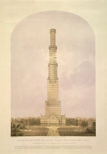 Design for å konvertere Crystal Palace til et 1000 fot høyt tårn, pub. av Ackermann und Co., 1852