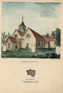 Sørvest utsikt over Tooting kirke av Charles Burton