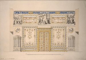Design for Lyons Hall Yellow Drawing-Room i det store palasset i Tsarskoye Selo, tidlig på 1780-tallet
