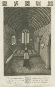 Mavesyn Ridware - Mortuary Chapel of the Mavesyn: gravering og [sent 18. århundre] (trykk) av Charles Chadwick