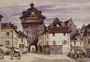 Gatescene i Loches, Frankrike (trykk)