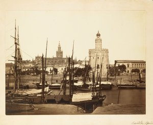 Katedralen, Torre del Oro og Guadalquivir -elven, Sevilla