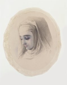 Head Study for Convent Thoughts, 1851 (wc und gouache på papir) av Charles Collins