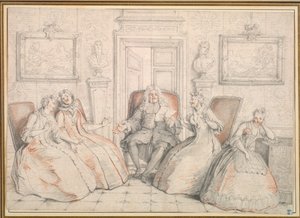 Trissotin Reading til Philaminte, Bélise og Armande..., sannsynligvis ca. 1725-1726. av Charles Coypel