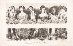 Over og under bord (litho) av Charles Dana Gibson