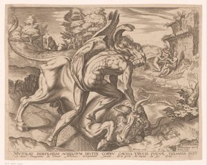 Herkules temmer den kretiske oksen Labours of Hercules etter Frans Floris (serietittel)