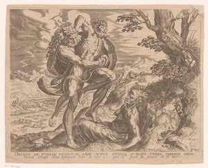 Hercules bryter med Antaeus Labours of Hercules etter Frans Floris (serietittel)