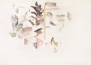Bermuda, trær og arkitektur, ca. 1917 (wc på papir) av Charles Demuth