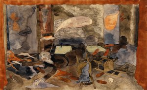 Grevinne Gerschutz Lulus død (wc på papir) av Charles Demuth