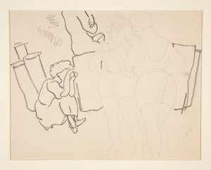 Fire figurer på stranden, sannsynligvis i Provincetown av Charles Demuth