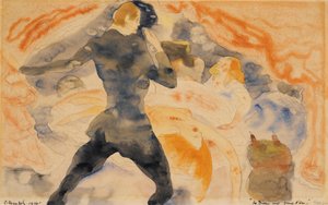 Honore de Balzacs The Girl with the Golden Eyes, 1916 (wc og blyant på papir) av Charles Demuth