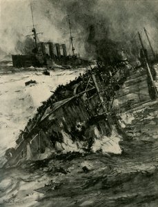 Senkingen av HMS Aboukir, første verdenskrig, 22. september 1914, c1920. av Charles Dixon