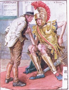 Doktor Marigold, hvem er den merkelige unge mannen som henger rundt vognene dine?, illustrasjon fra Dr. Marigolds resept, 1910 av Charles Edmund Brock