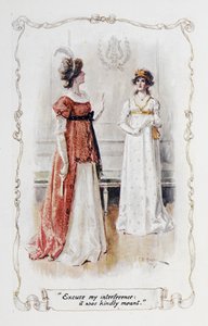 "Unnskyld innblandingen min, det var vennlig ment", Georgina Darcy til Elizabeth Bennet, illustrasjon til 