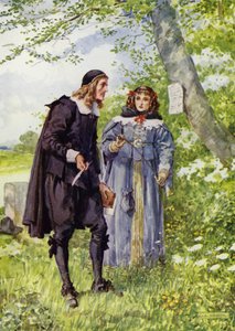 George Herbert, På veien til Bemerton (farge litho) av Charles Edmund Brock