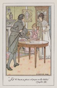 Illustrasjon for Emma av Jane Austen (farge litho) av Charles Edmund Brock