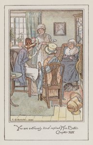 Illustrasjon for Emma av Jane Austen (farge litho) av Charles Edmund Brock