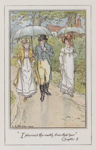 Illustrasjon for Emma av Jane Austen (farge litho) av Charles Edmund Brock