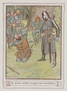 Illustrasjon for Ivanhoe av Sir Walter Scott (farge litho) av Charles Edmund Brock