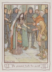 Illustrasjon for Ivanhoe av Sir Walter Scott (farge litho) av Charles Edmund Brock
