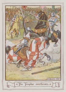 Illustrasjon for Ivanhoe av Sir Walter Scott (farge litho) av Charles Edmund Brock