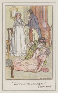 Illustrasjon for Sense and Sensibility av Jane Austen (farge litho) av Charles Edmund Brock