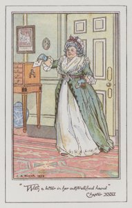 Illustrasjon for Sense and Sensibility av Jane Austen (farge litho) av Charles Edmund Brock