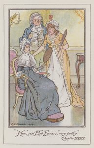 Illustrasjon for Sense and Sensibility av Jane Austen (farge litho) av Charles Edmund Brock
