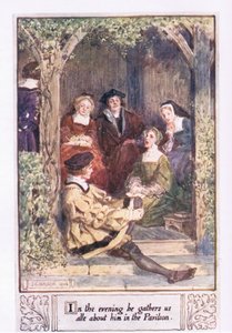 Om kvelden samler han oss alt om seg i paviljongen av Charles Edmund Brock
