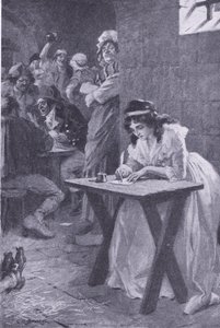 Madame Roland skriver til datteren sin, fra My Magazine, pub.1922 (litho) av Charles Edmund Brock