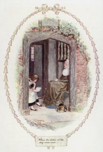 Da dagens plikter var over (farge litho) av Charles Edmund Brock