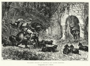 Dagobert foran kapellet til de hellige martyrer (gravering) av Charles Edouard Delort
