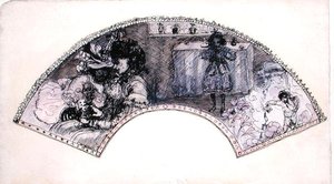 Viftedesign (Le Boudoir) (penn og blekk og akvarell på papir) av Charles Edward Conder