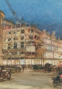 Bygging av den nye bygningen for Bourne og Hollingsworth, Oxford Street, London av Charles Edward Dixon