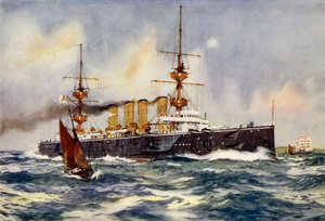 HMS Powerful Steaming Up Channel på hennes retur fra Sør-Afrika