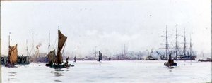 Ser vestover fra Tilbury (akvarell på papir) av Charles Edward Dixon